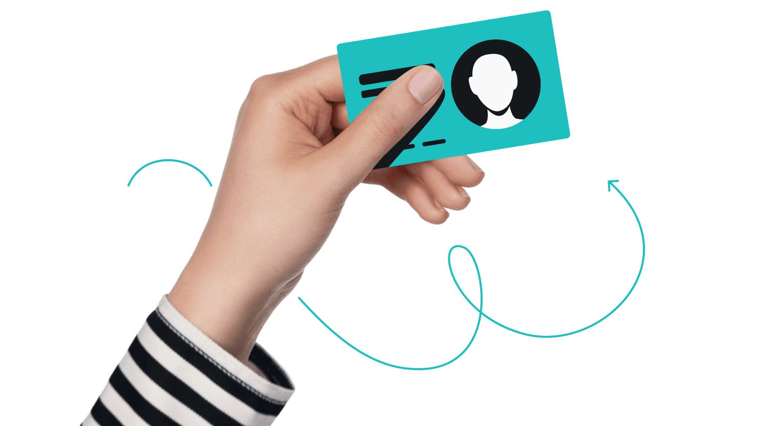 A hand holding an ID card.