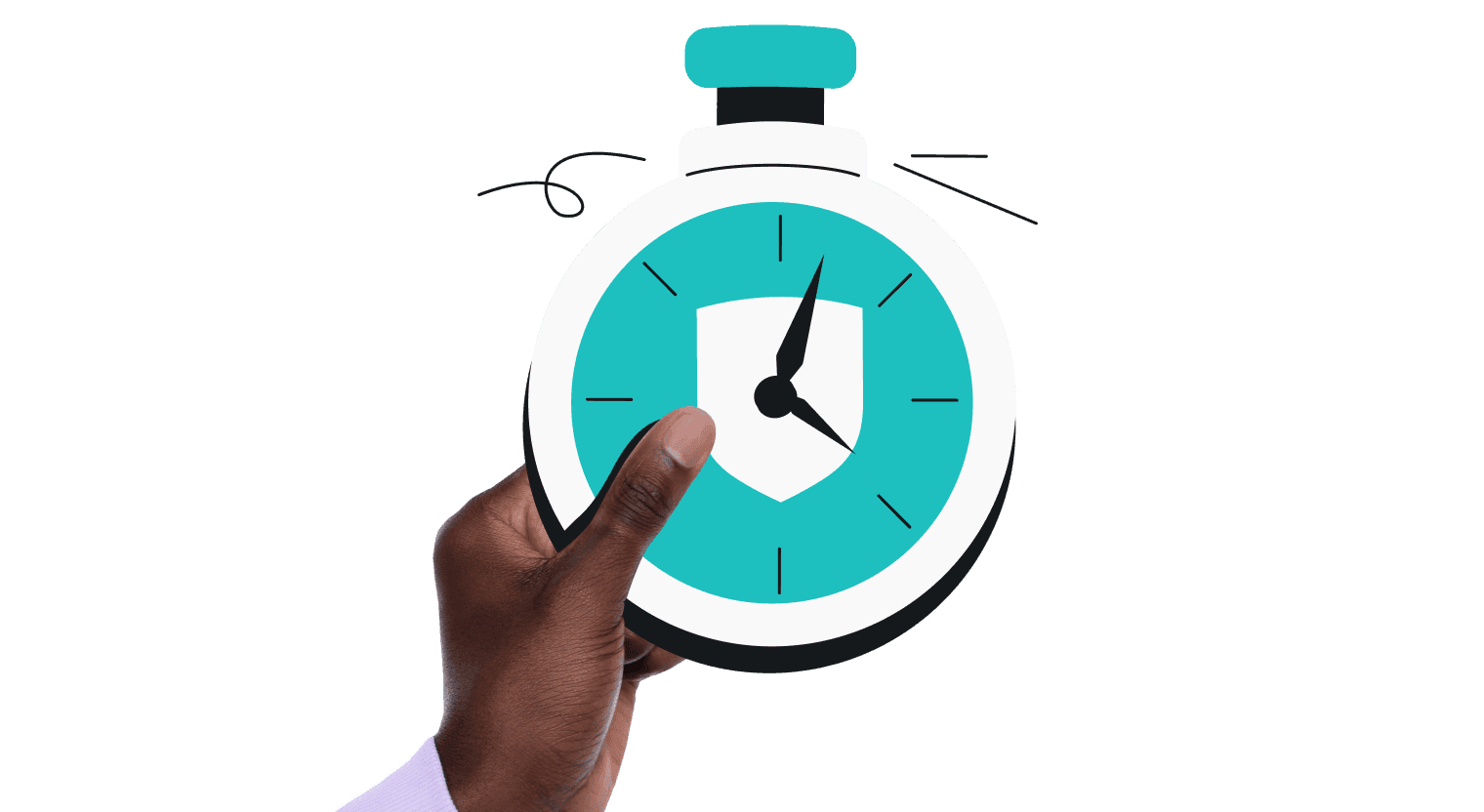 A hand holding a stopwatch.